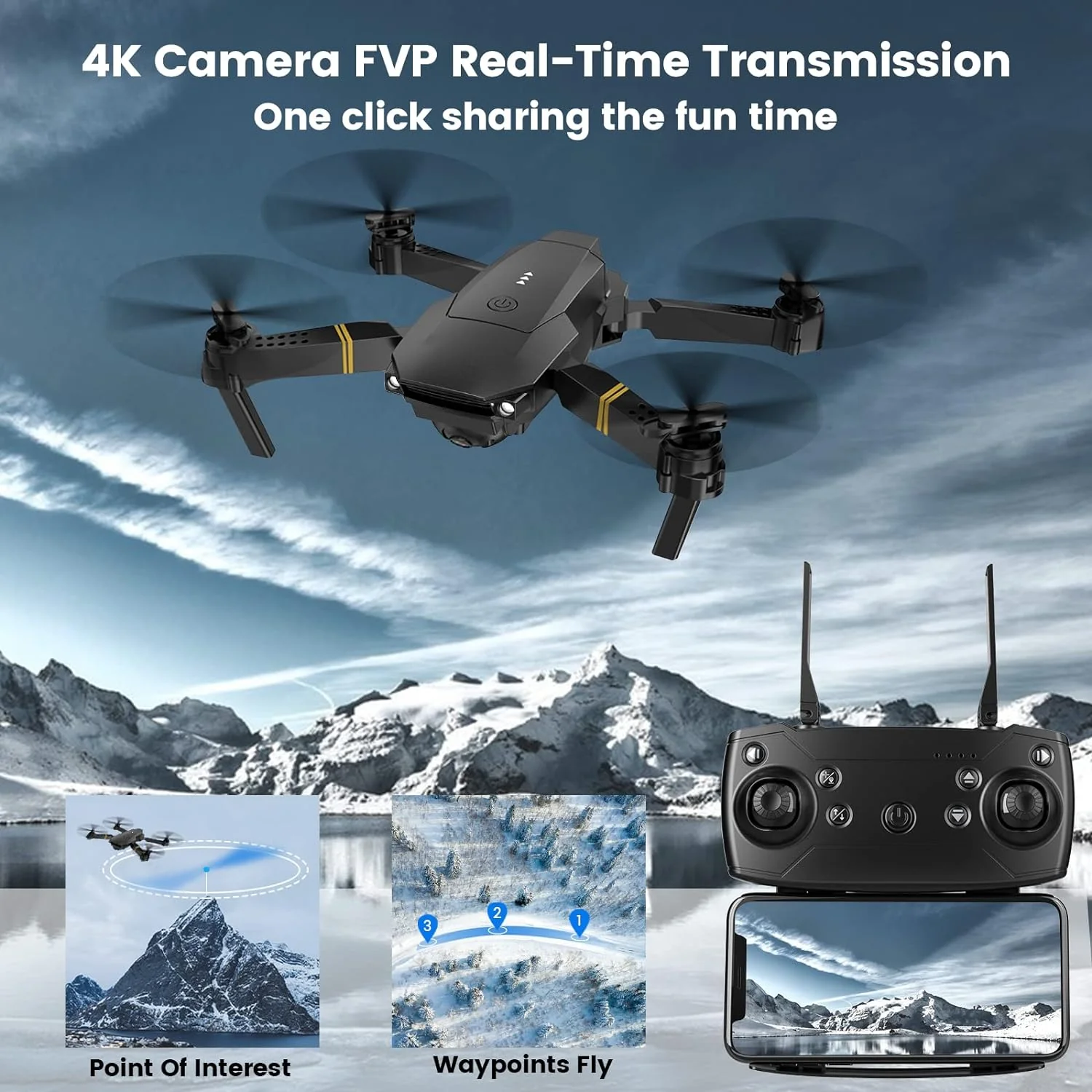 5G Drone with 4K Dual Camera ( 3X Batteries Pro Kit )